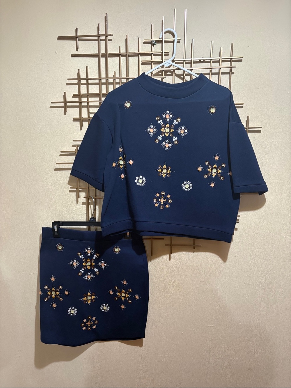 H&M Navy Embellished Two-Piece Set